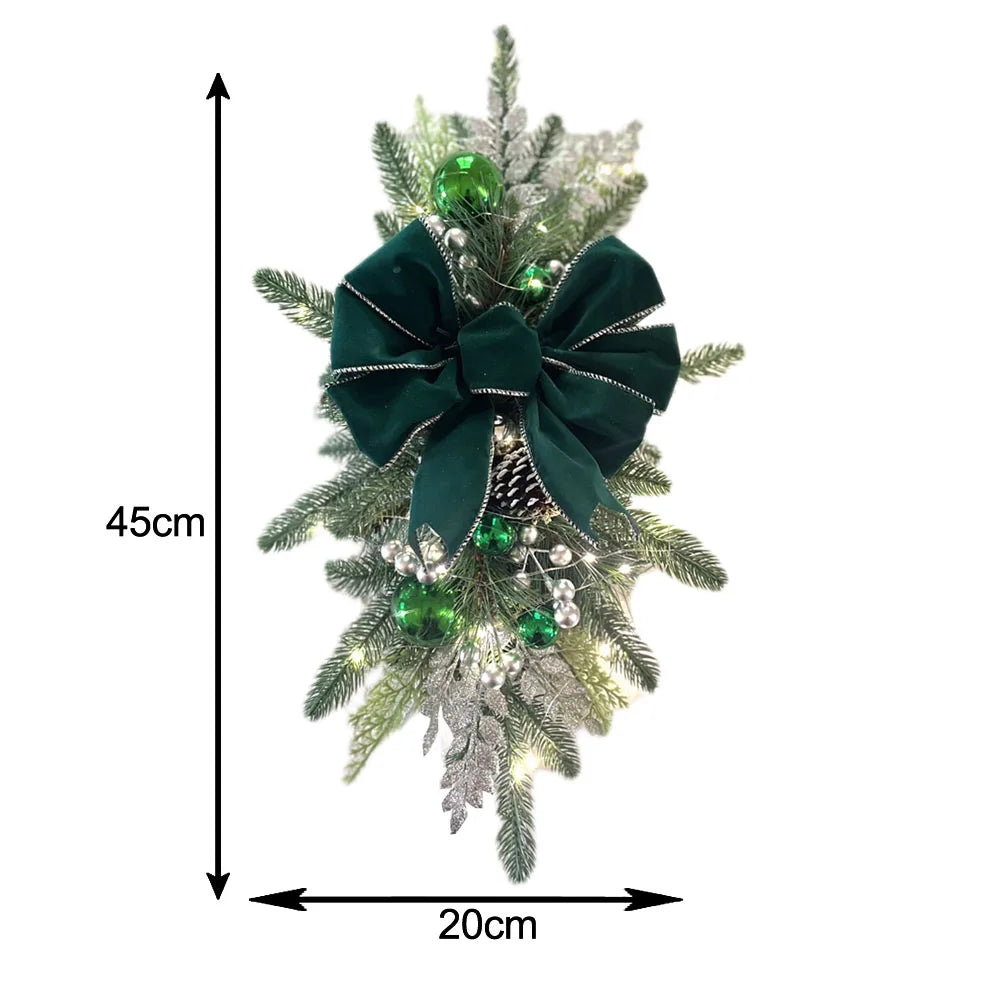 Christmas Swag Wreath Pendants LED Lights Staircase Wreath Ornament Swag
