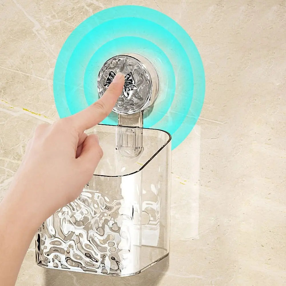 Plastic Shower Suction Cup Shelf Glacier Pattern Transparent Wall Storage Rack