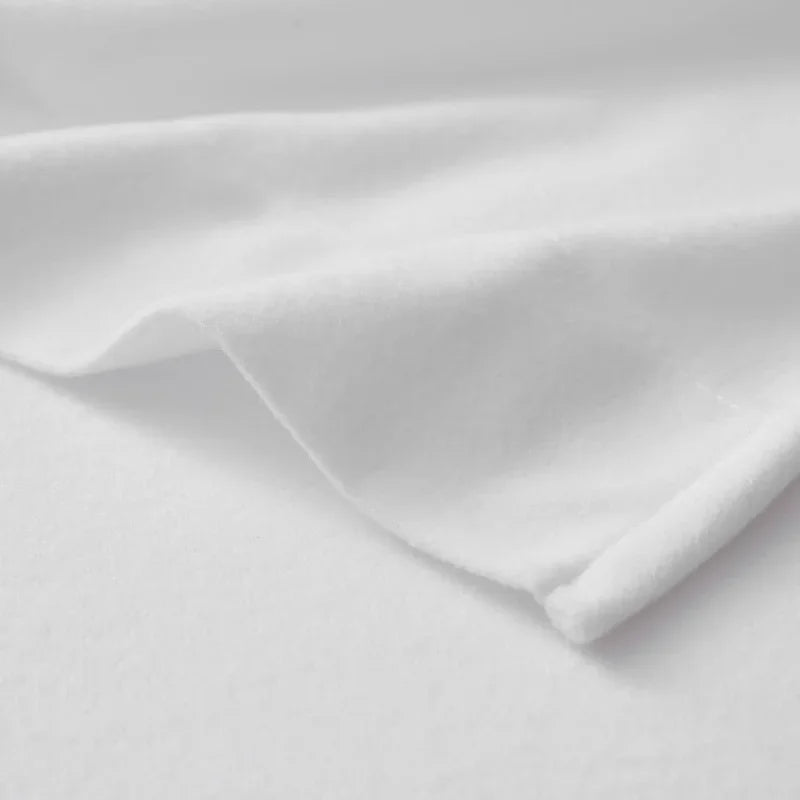 Flannel Sheets Warm and Cozy Deep Pocket Breathable All Season Bedding Set with Fitted, Flat and Pillowcases, Full, White