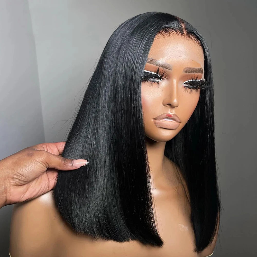 BOB Lace Front Wig Human Hair Straight 180% Full Density 13x4 HD Transparent Lace Frontal Wigs bob hair lace front wig