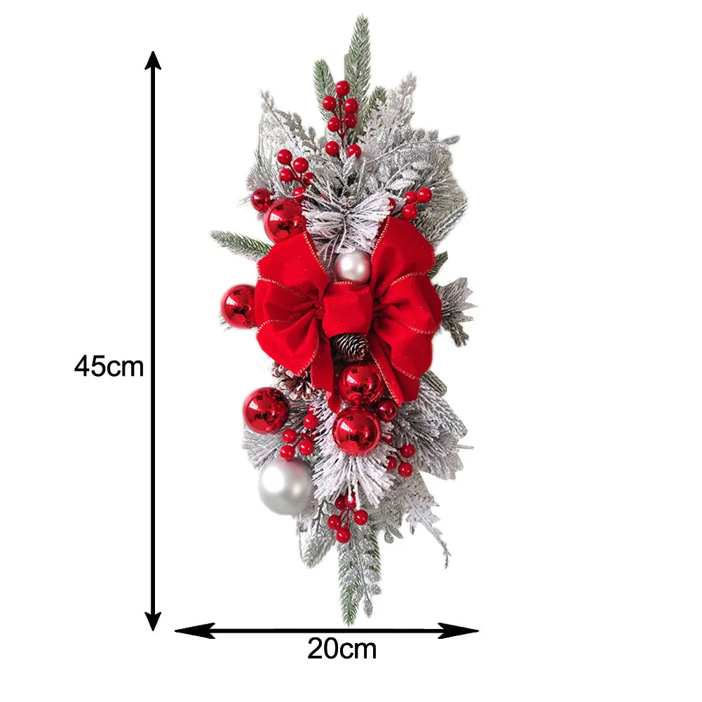 Christmas Swag Wreath Pendants LED Lights Staircase Wreath Ornament Swag