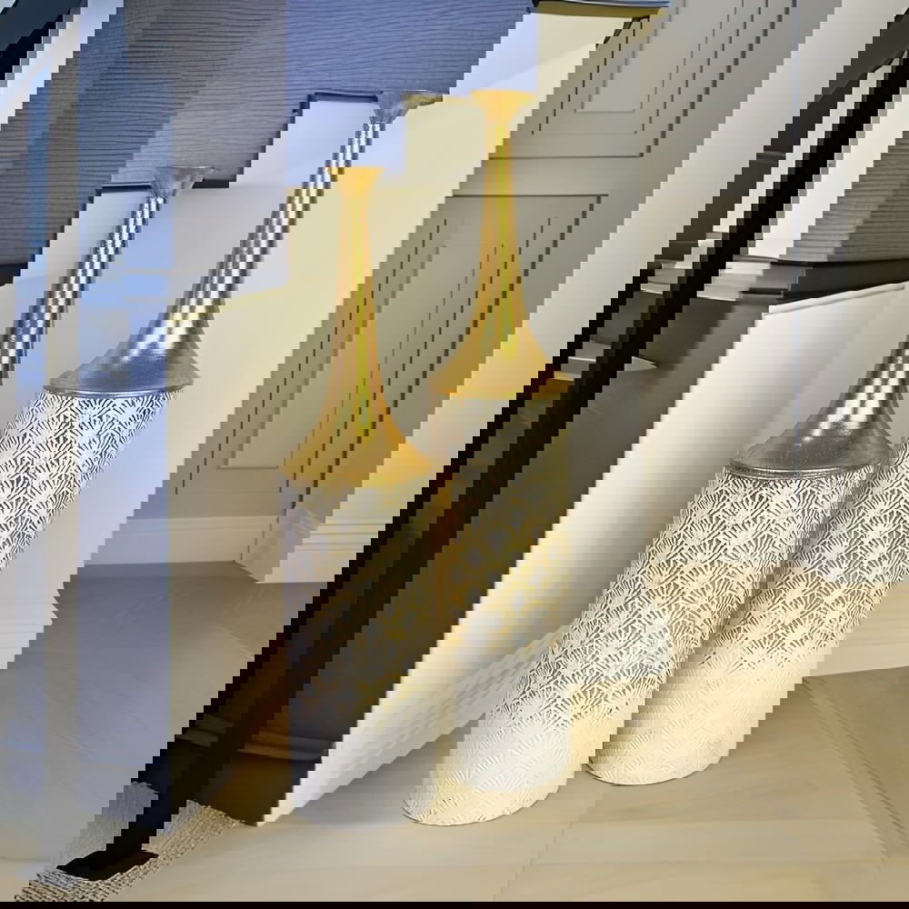 Two-piece Set Decorative Vase White Golden - Graceland Home and Living -