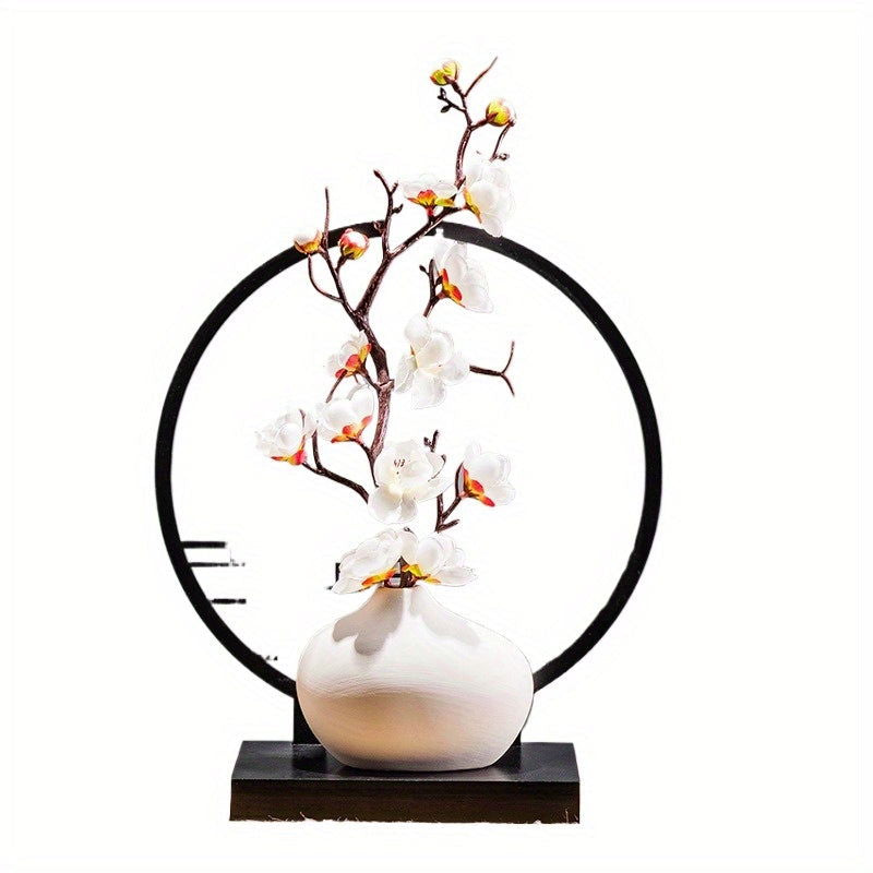 Vintage-Inspired Ceramic Vase - Round Cylinder Design - Graceland Home and Living -