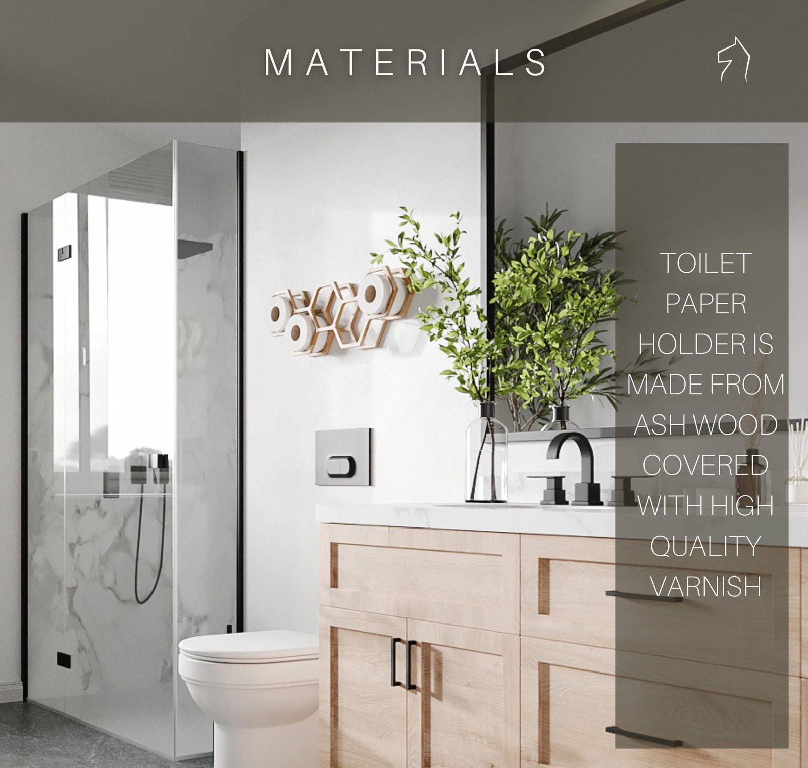 Wall Mount wooden Toilet Paper Holder Honeycomb roll rack - Graceland Home and Living -