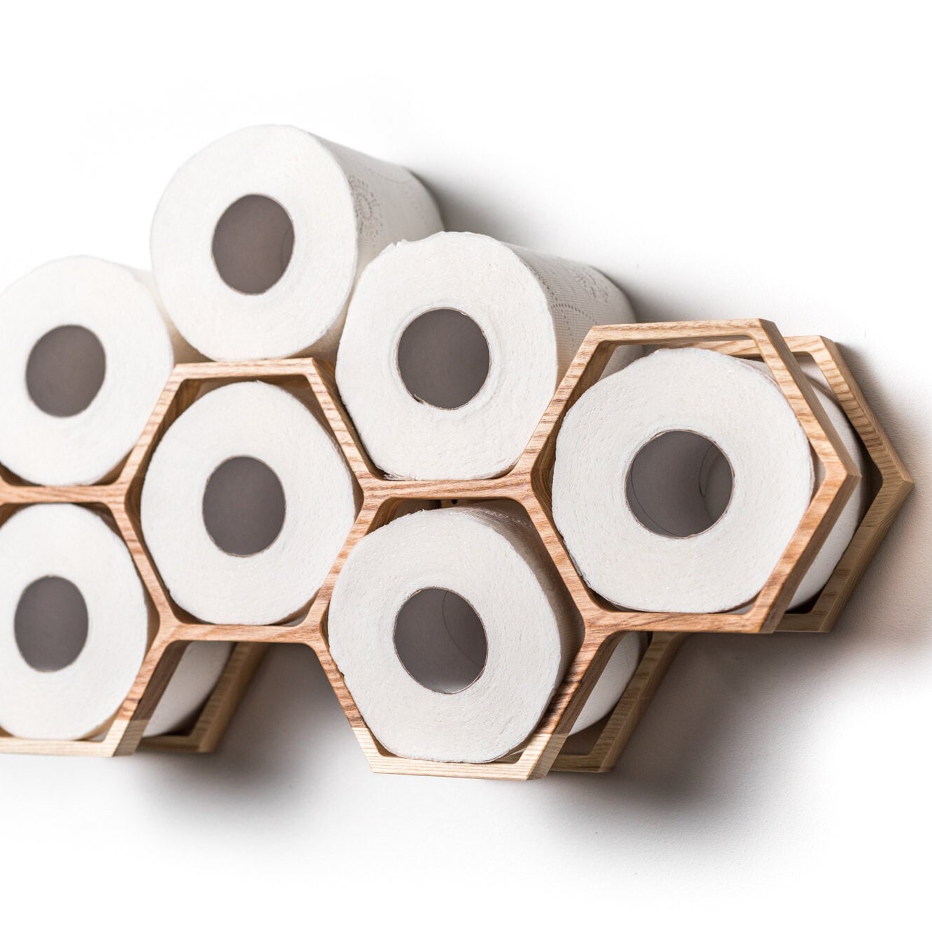 Wall Mount wooden Toilet Paper Holder Honeycomb roll rack - Graceland Home and Living -