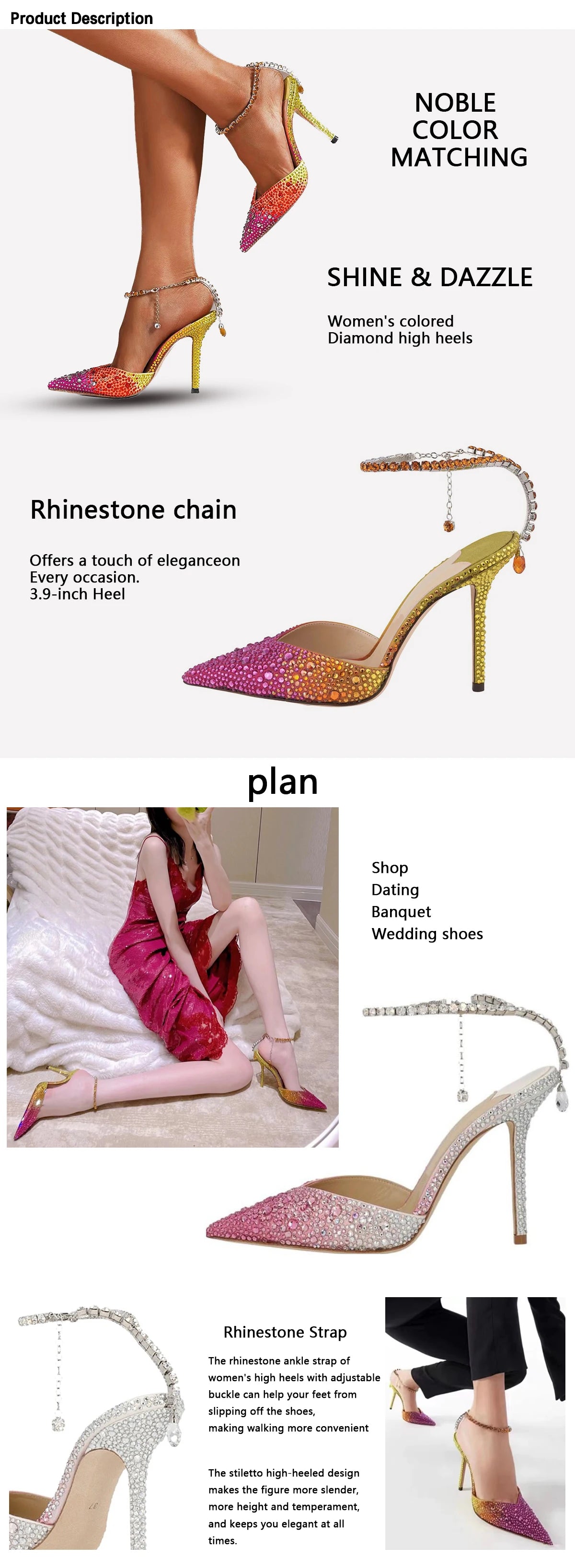 Women's high heels gradient shoes - Graceland Home and Living -