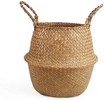 Woven Seagrass Belly Basket for Storage, Plant Pot Basket - Graceland Home and Living -