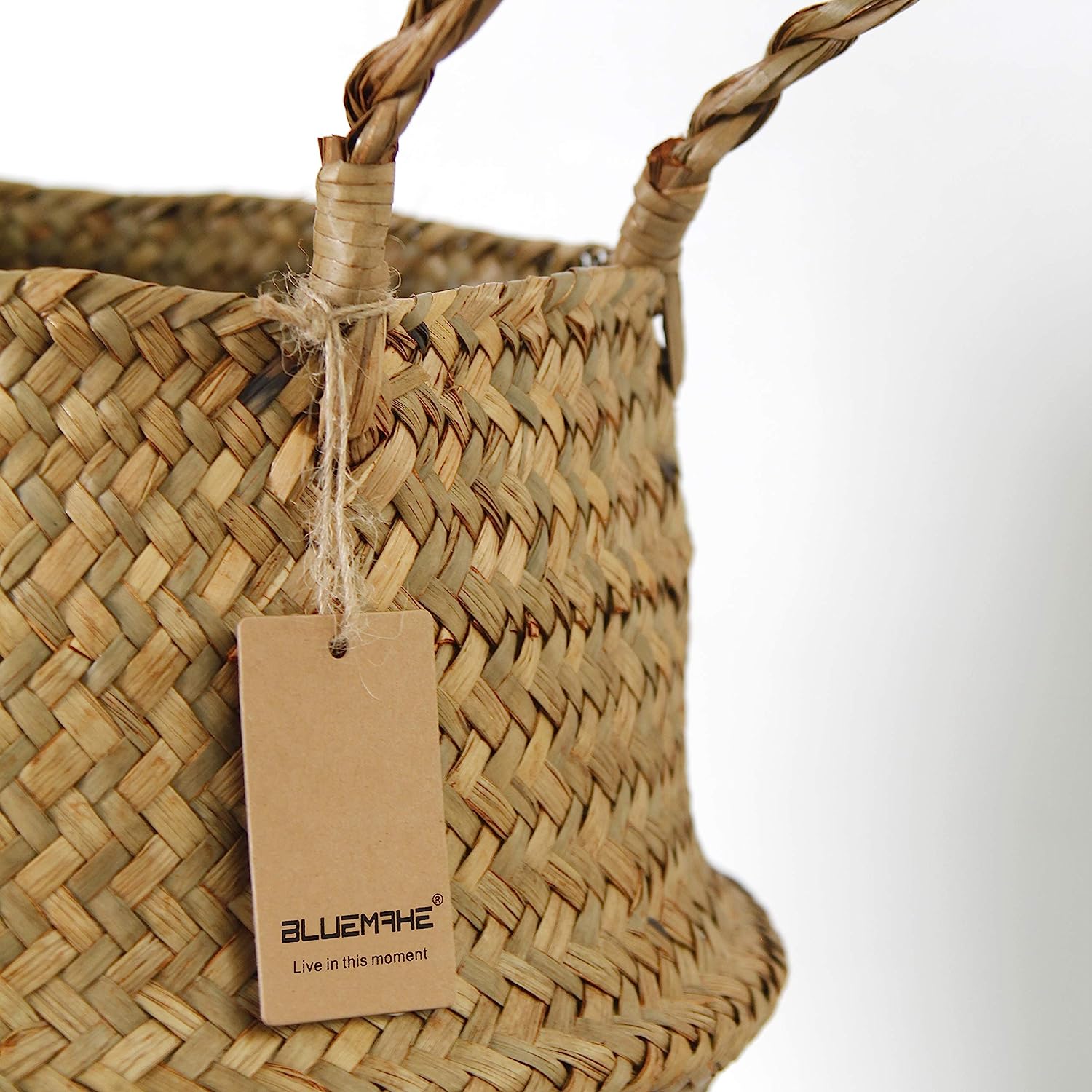 Woven Seagrass Belly Basket for Storage, Plant Pot Basket - Graceland Home and Living -