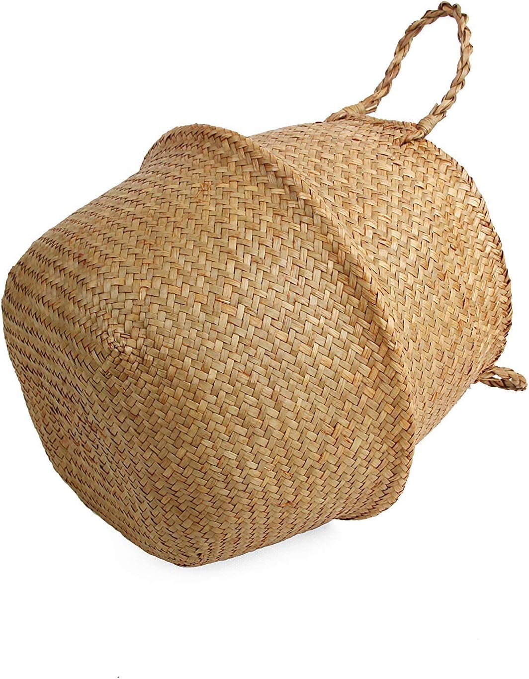 Woven Seagrass Belly Basket for Storage, Plant Pot Basket - Graceland Home and Living -