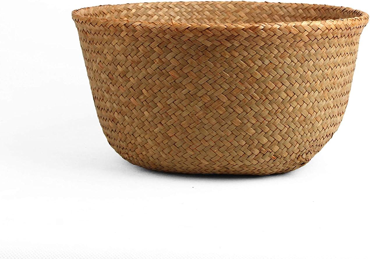 Woven Seagrass Belly Basket for Storage, Plant Pot Basket - Graceland Home and Living -