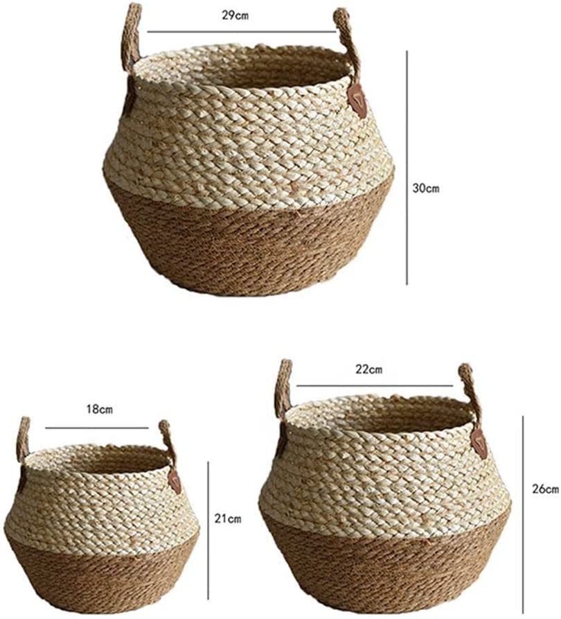 Woven Seagrass Belly Basket for Storage Plant Pot Basket and Laundry, Picnic and Grocery Basket - Graceland Home and Living -