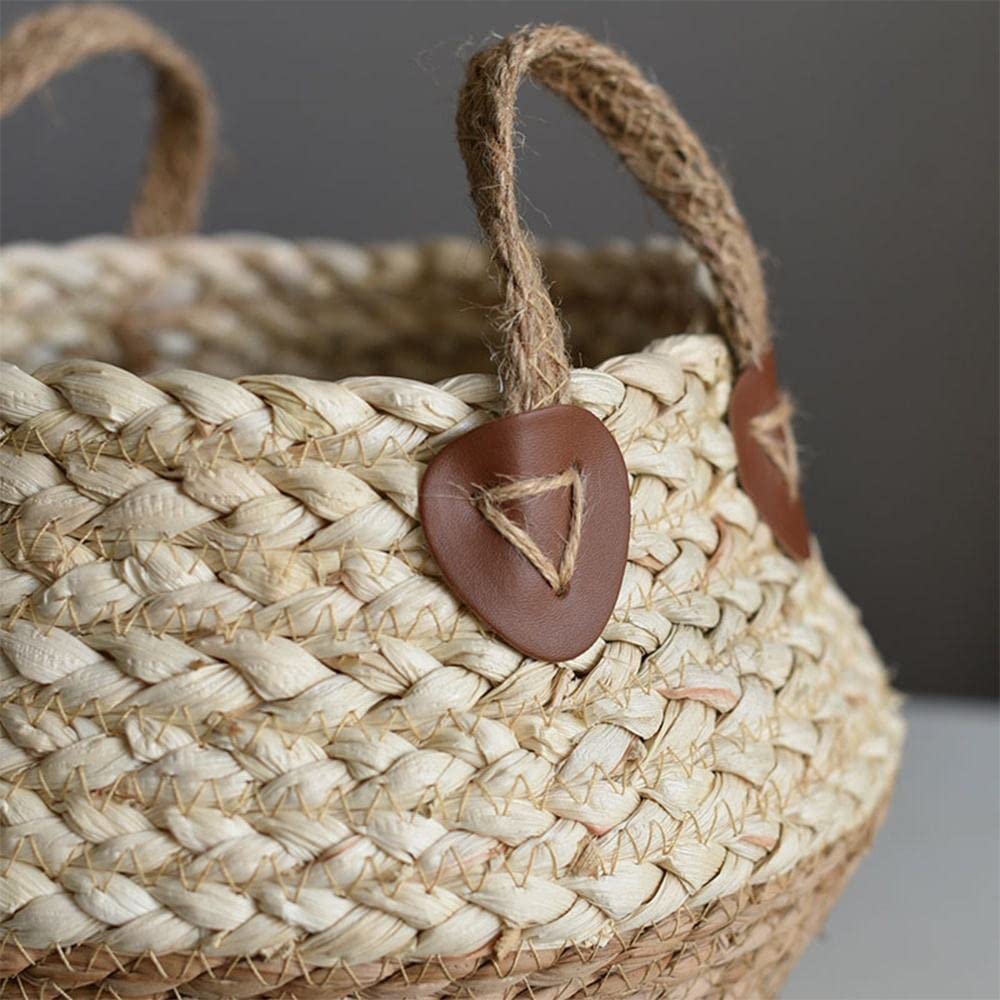 Woven Seagrass Belly Basket for Storage Plant Pot Basket and Laundry, Picnic and Grocery Basket - Graceland Home and Living -