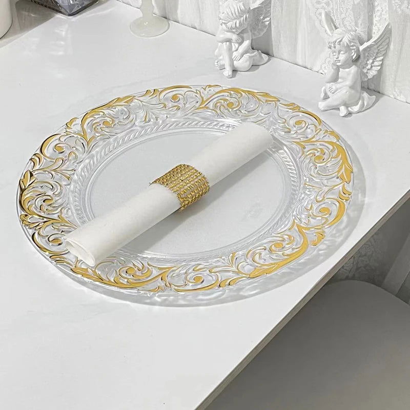 100 PCS Charger Plate Plastic Decorative Service Tray, 13inches - Graceland Home and Living -  - #tag1#