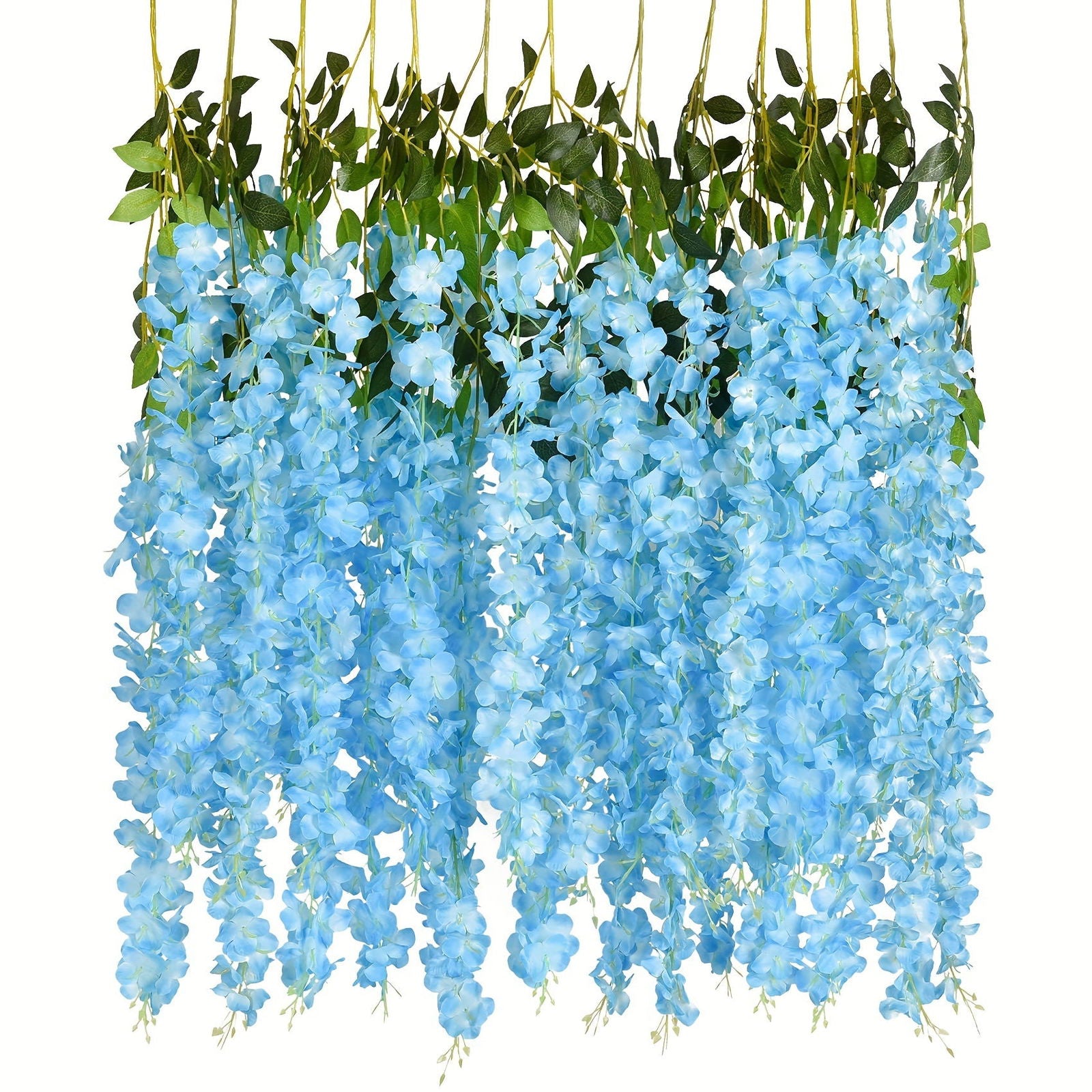 10Pcs Artificial Wisteria Vine Garland Silk Fake Flowers - 3.65 Ft, Silk Wisteria Hanging Vine - Graceland Home and Living -  - #tag1#