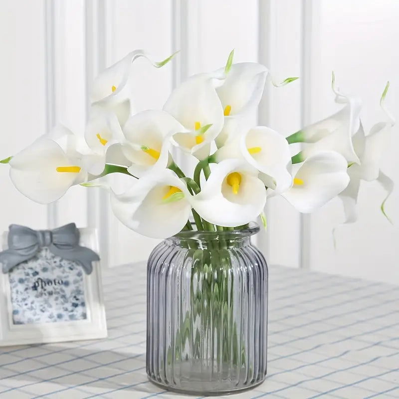 10pcs Vibrant Artificial Calla Lily Bouquet - Realistic Petals - Graceland Home and Living -  - #tag1#