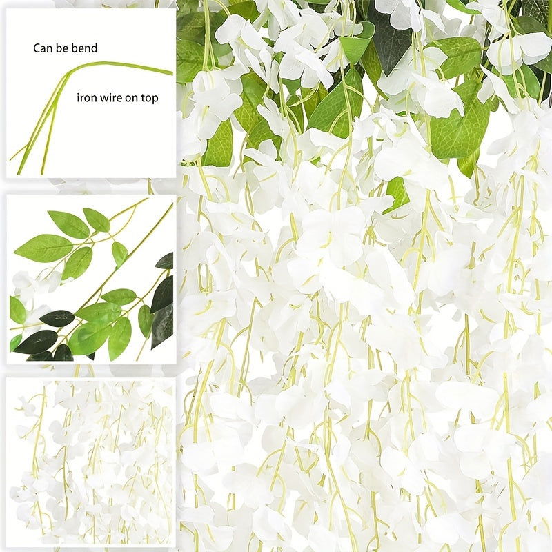12 Pack Artificial Wisteria Flower Garlands - Graceland Home and Living -  - #tag1#