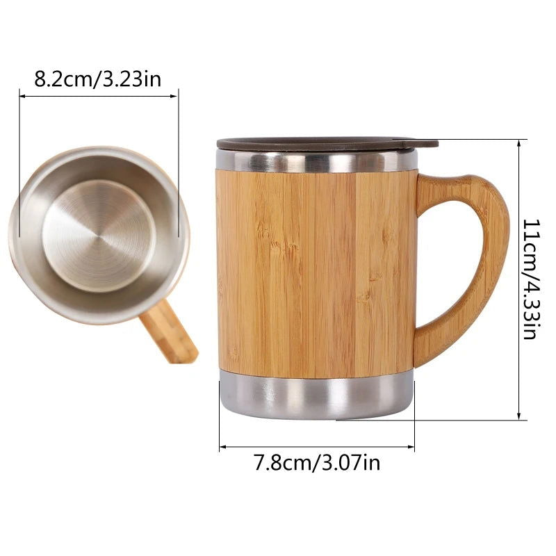 12oz/300ml Natural Bamboo Cup Stainless Steel Liner - Graceland Home and Living -  - #tag1#