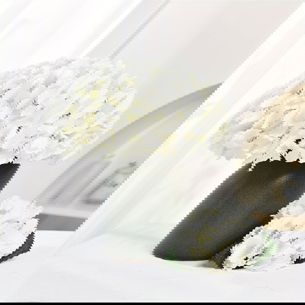 12pcs Lvory Silk Hydrangea Flowers With Stems - Graceland Home and Living -  - #tag1#