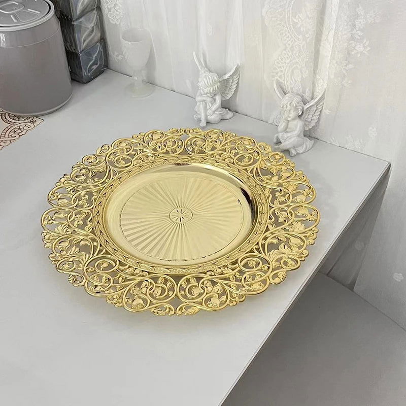 13inch Luxury Hollow Flower Tray Plastic Home Dining Plate .100pcs - Graceland Home and Living -  - #tag1#