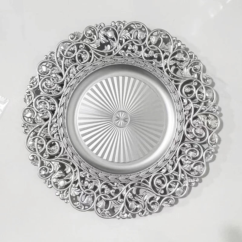 13inch Luxury Hollow Flower Tray Plastic Home Dining Plate .100pcs - Graceland Home and Living -  - #tag1#