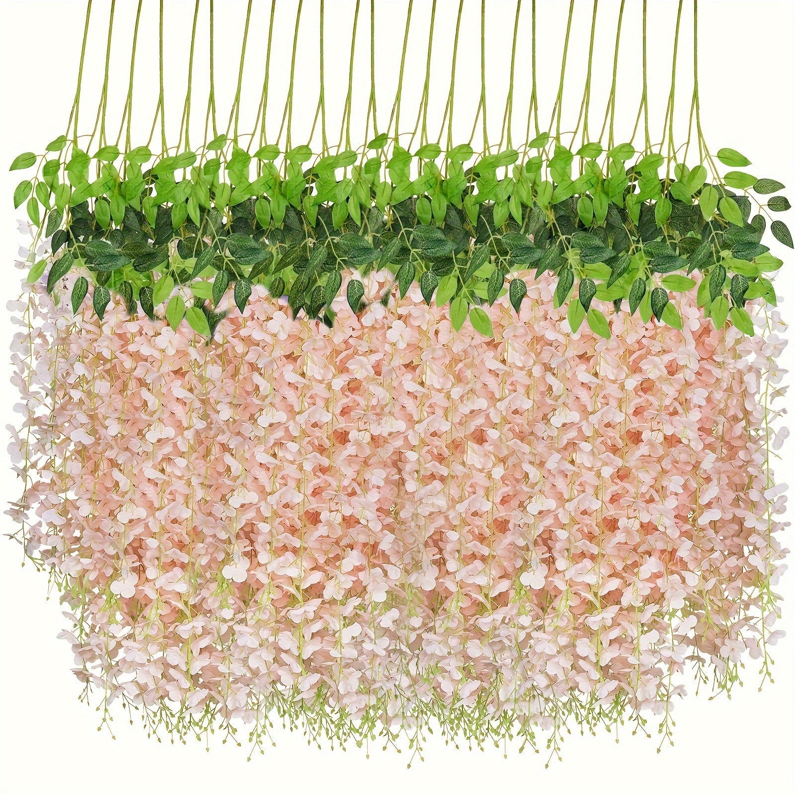 17pcs Light Pink Silk Wisteria Vine Garland - 3.6ft Faux Flower Hanging Décor - Graceland Home and Living -  
