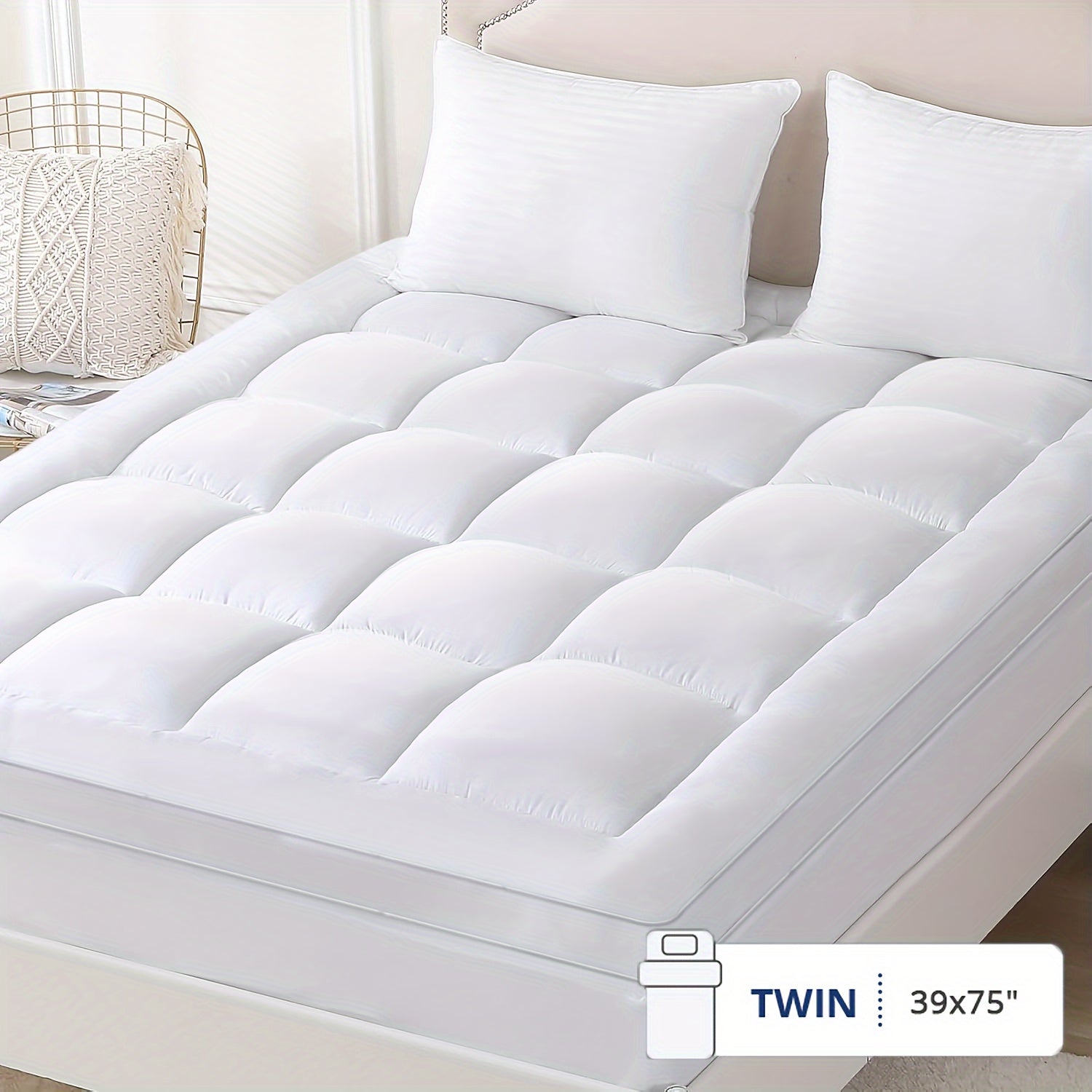 1 PACK Pillow Top Mattress Topper Soft Mattress Pad With 8"-21" Deep Pocket - Graceland Home and Living -  