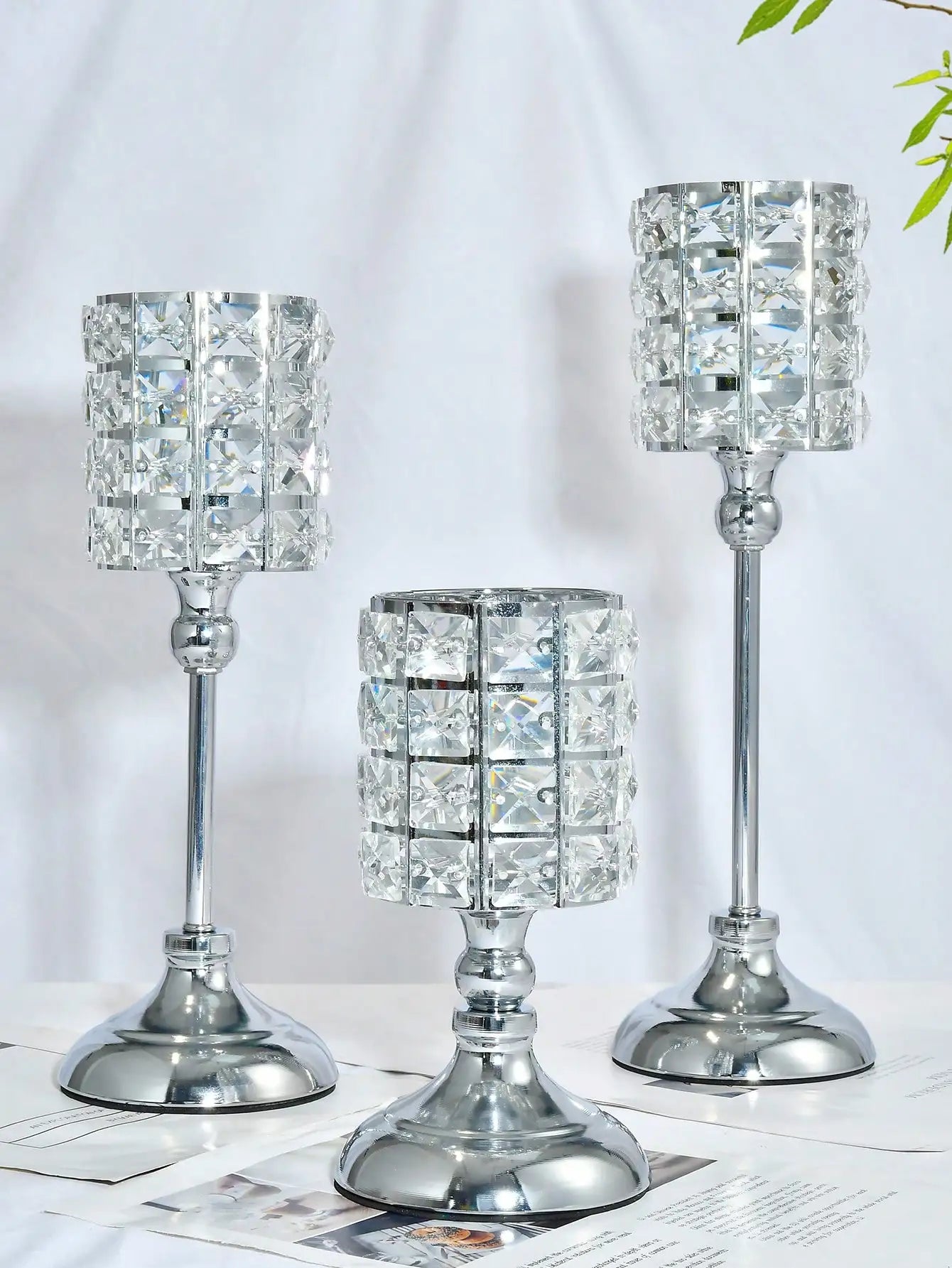1pc 3 sizes Gold Crystal Candle Holder, - Graceland Home and Living -  - #tag1#