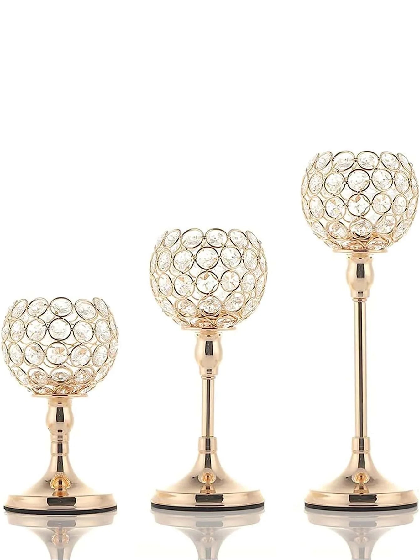 1pc 3 sizes Gold Crystal Candle Holder, - Graceland Home and Living -  - #tag1#