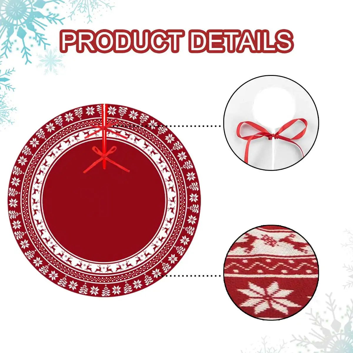 1pc Christmas Tree Skirts 36/48/60 Inches, Red Tree Skirt - Graceland Home and Living -  - #tag1#