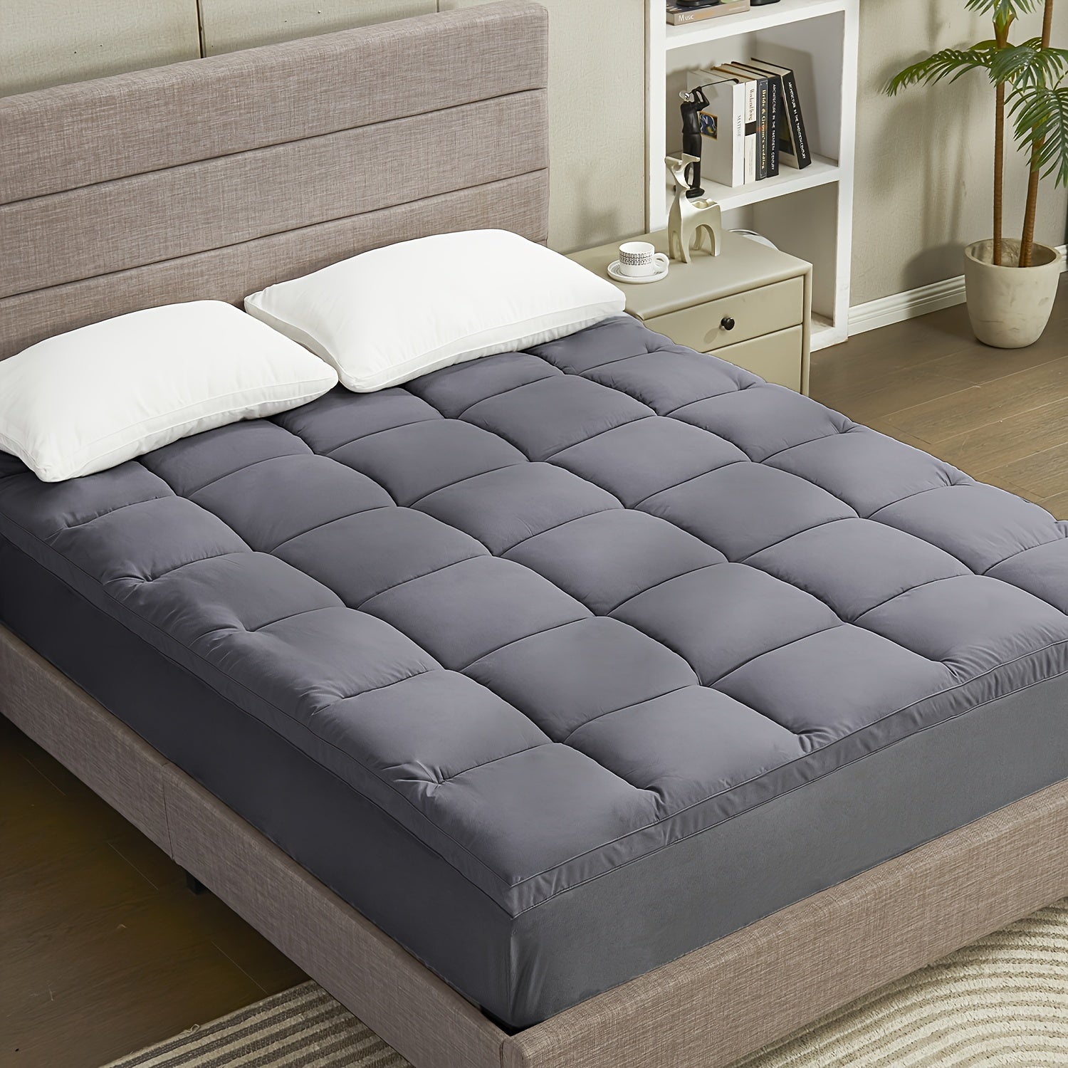 1pc Mattress Topper, Extra Soft Breathable Quilted Fitted Mattress Pad - Graceland Home and Living -  - #tag1#