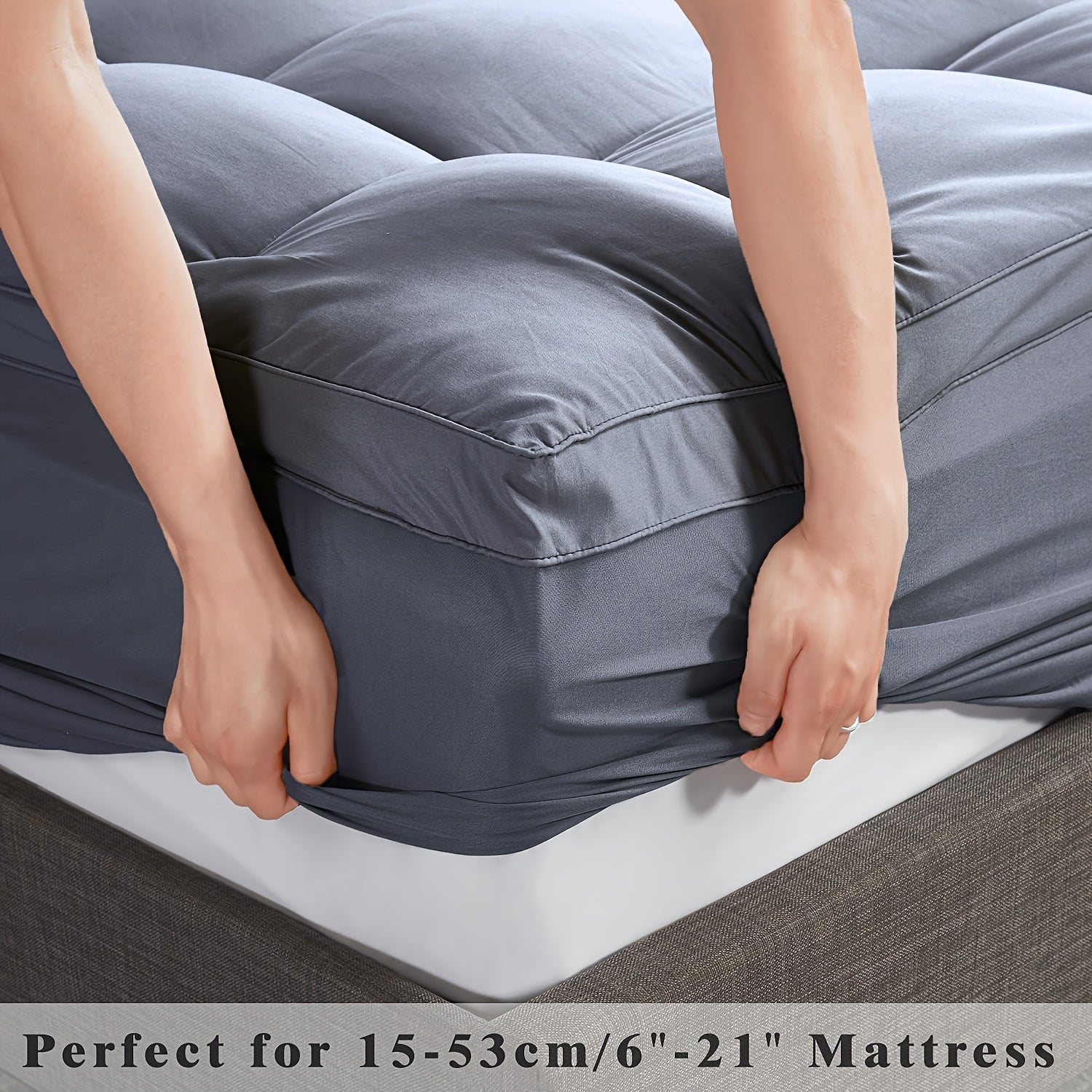 1pc Mattress Topper, Extra Soft Breathable Quilted Fitted Mattress Pad - Graceland Home and Living -  - #tag1#