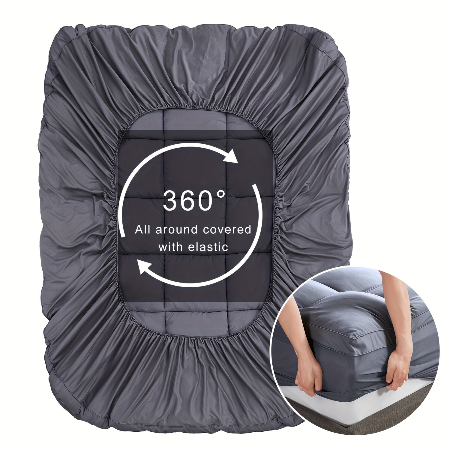 1pc Mattress Topper, Extra Soft Breathable Quilted Fitted Mattress Pad - Graceland Home and Living -  - #tag1#