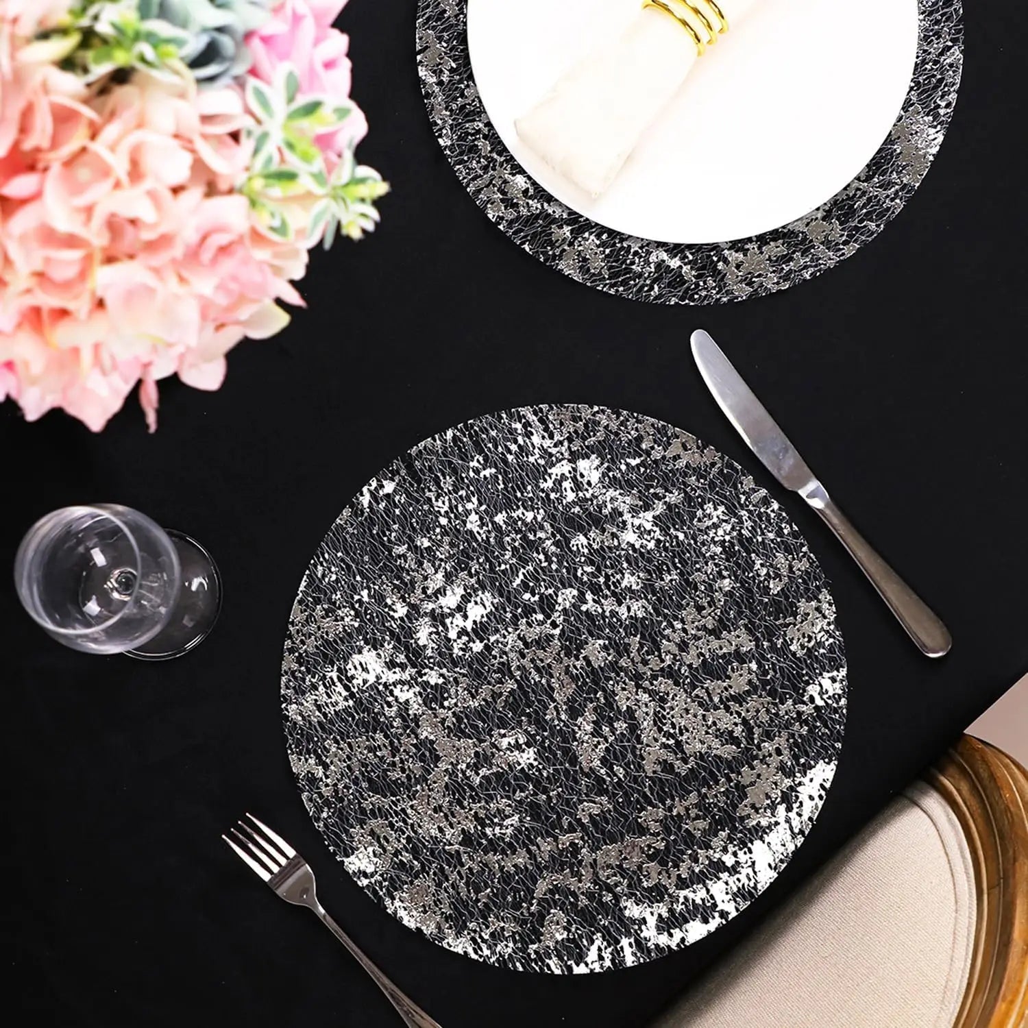20pcs Gold Round Foil Place Mats - Graceland Home and Living -  - #tag1#