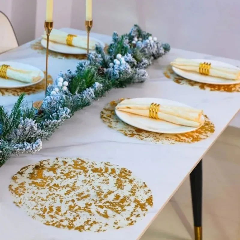 20pcs Gold Round Foil Place Mats - Graceland Home and Living -  - #tag1#