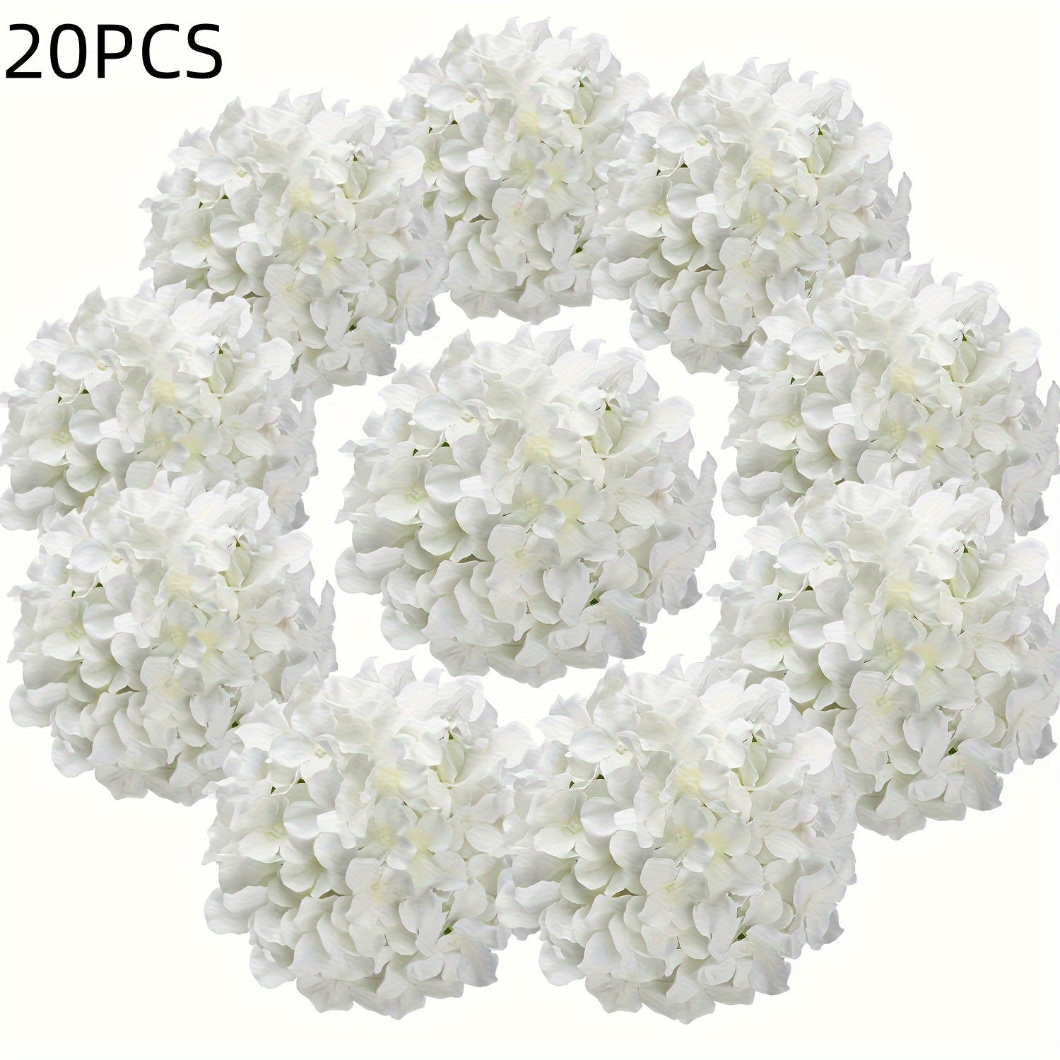 20pcs White Hydrangea Artificial Flowers with Stems - - Graceland Home and Living -  - #tag1#