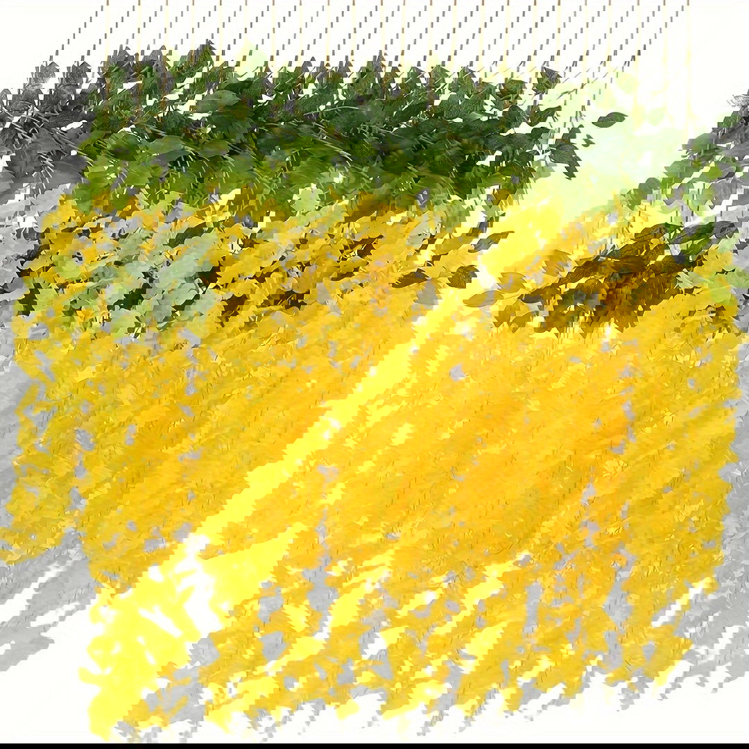 20pcs Yellow Silk Wisteria Vines, 3.53ft - Faux Flower Garland - Graceland Home and Living -  - #tag1#