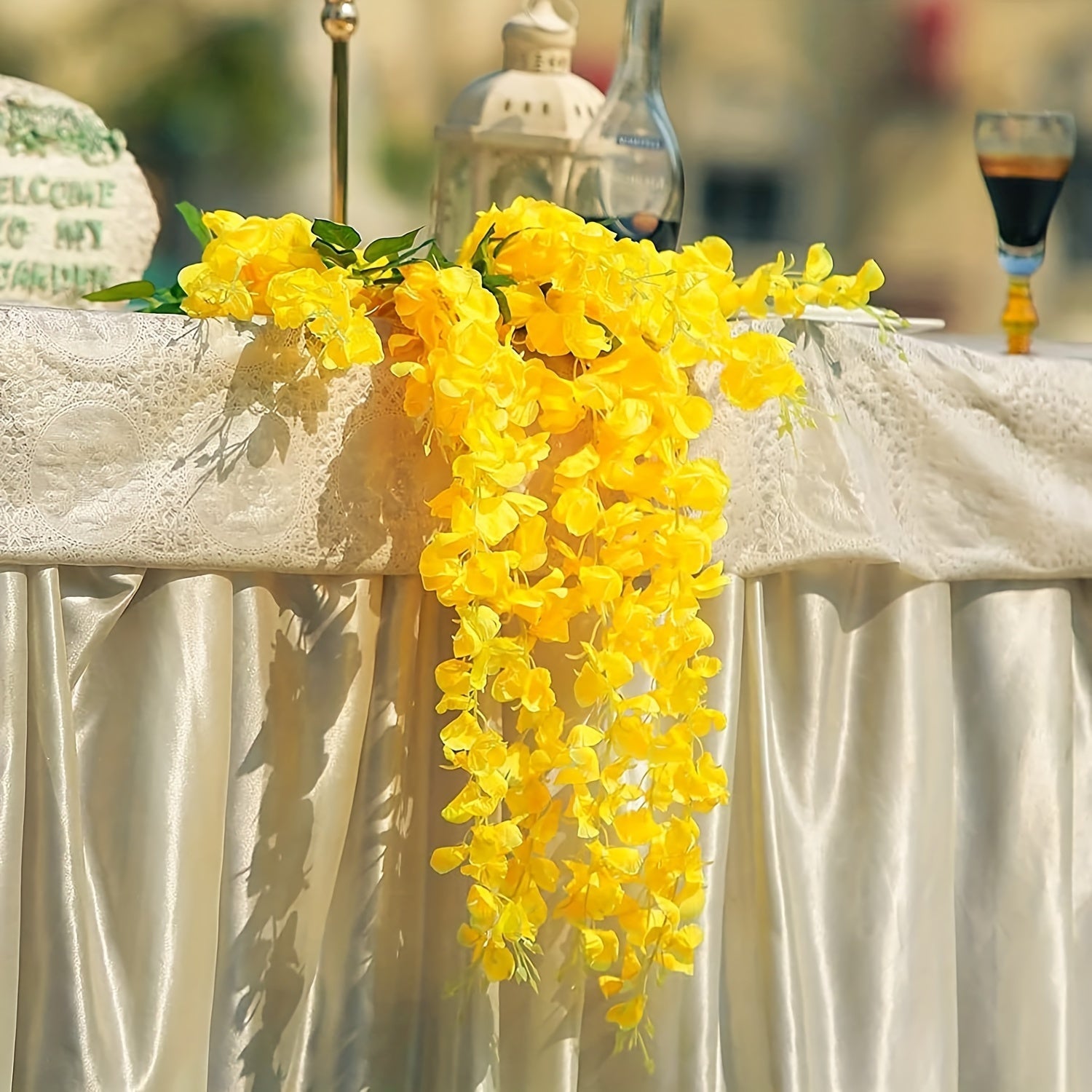 20pcs Yellow Silk Wisteria Vines, 3.53ft - Faux Flower Garland - Graceland Home and Living -  - #tag1#