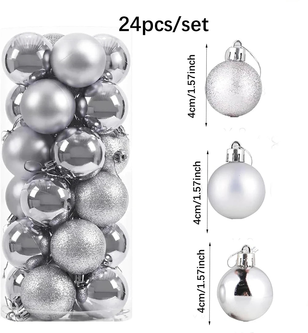 24pcs 4cm mini pink, gold, silver Christmas hanging ball - Graceland Home and Living -  - #tag1#