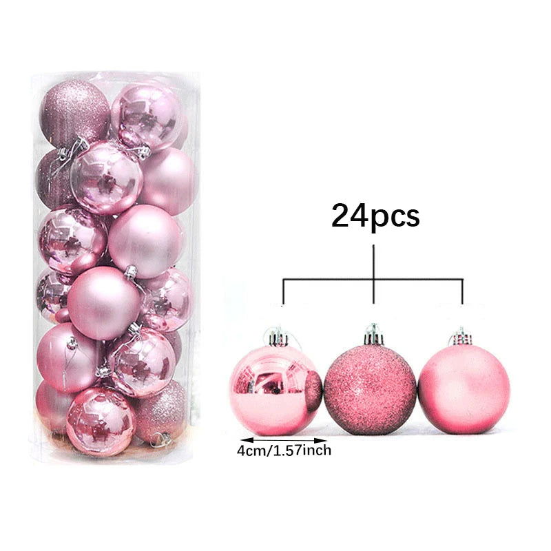 24pcs 4cm mini pink, gold, silver Christmas hanging ball - Graceland Home and Living -  - #tag1#