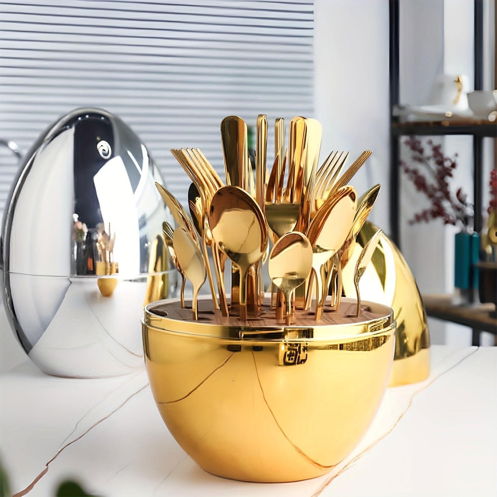 24pcs Luxurious Golden Stainless Steel Cutlery Set - Graceland Home and Living -  - #tag1#