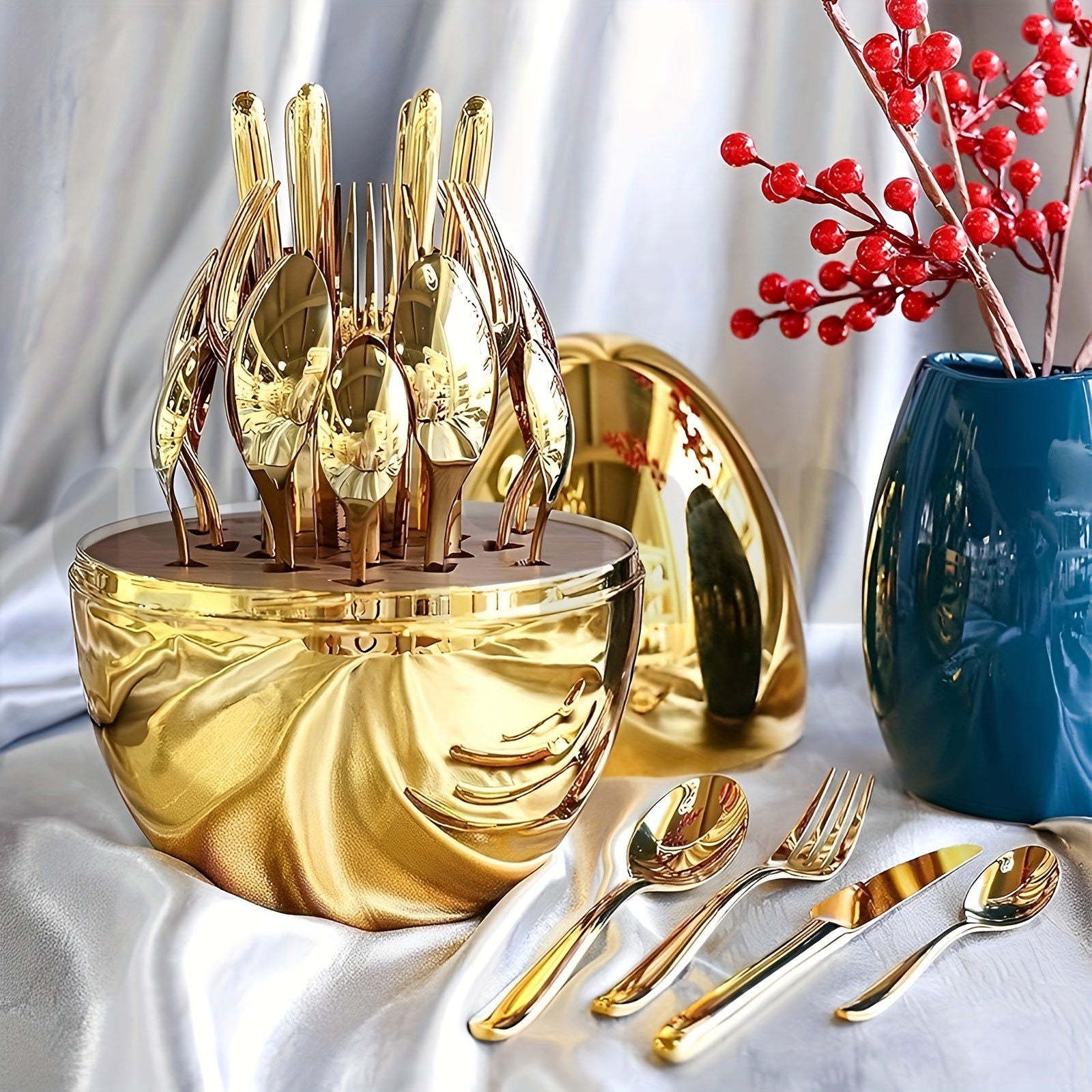 24pcs Luxurious Golden Stainless Steel Cutlery Set - Graceland Home and Living -  - #tag1#