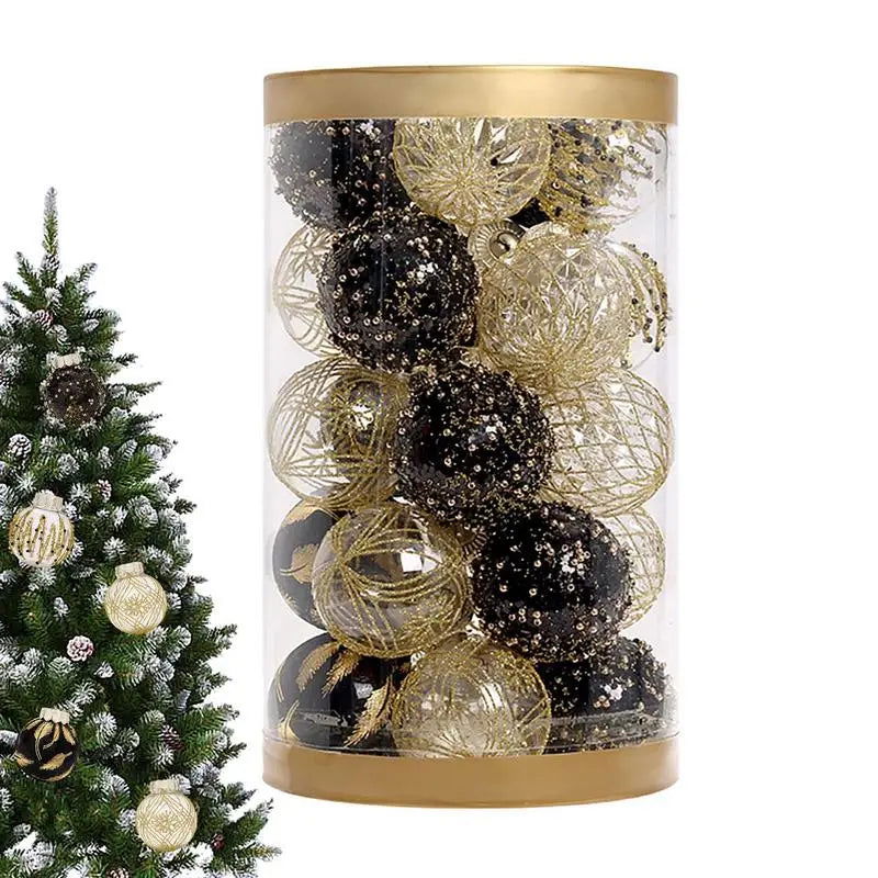 25pcs Black Gold Christmas Balls - Graceland Home and Living -  - #tag1#