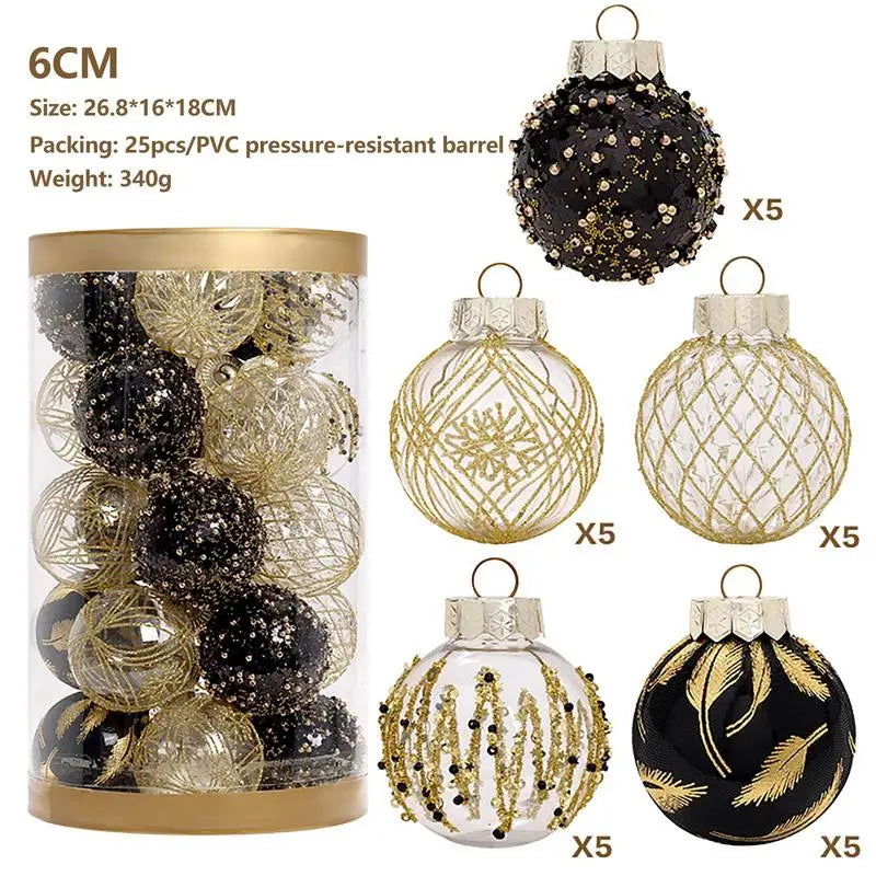 25pcs Black Gold Christmas Balls - Graceland Home and Living -  - #tag1#