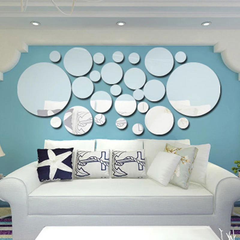26 Pieces Mirror Wall Sticker Detachable Acrylic Decorative stickers - Graceland Home and Living -  - #tag1#