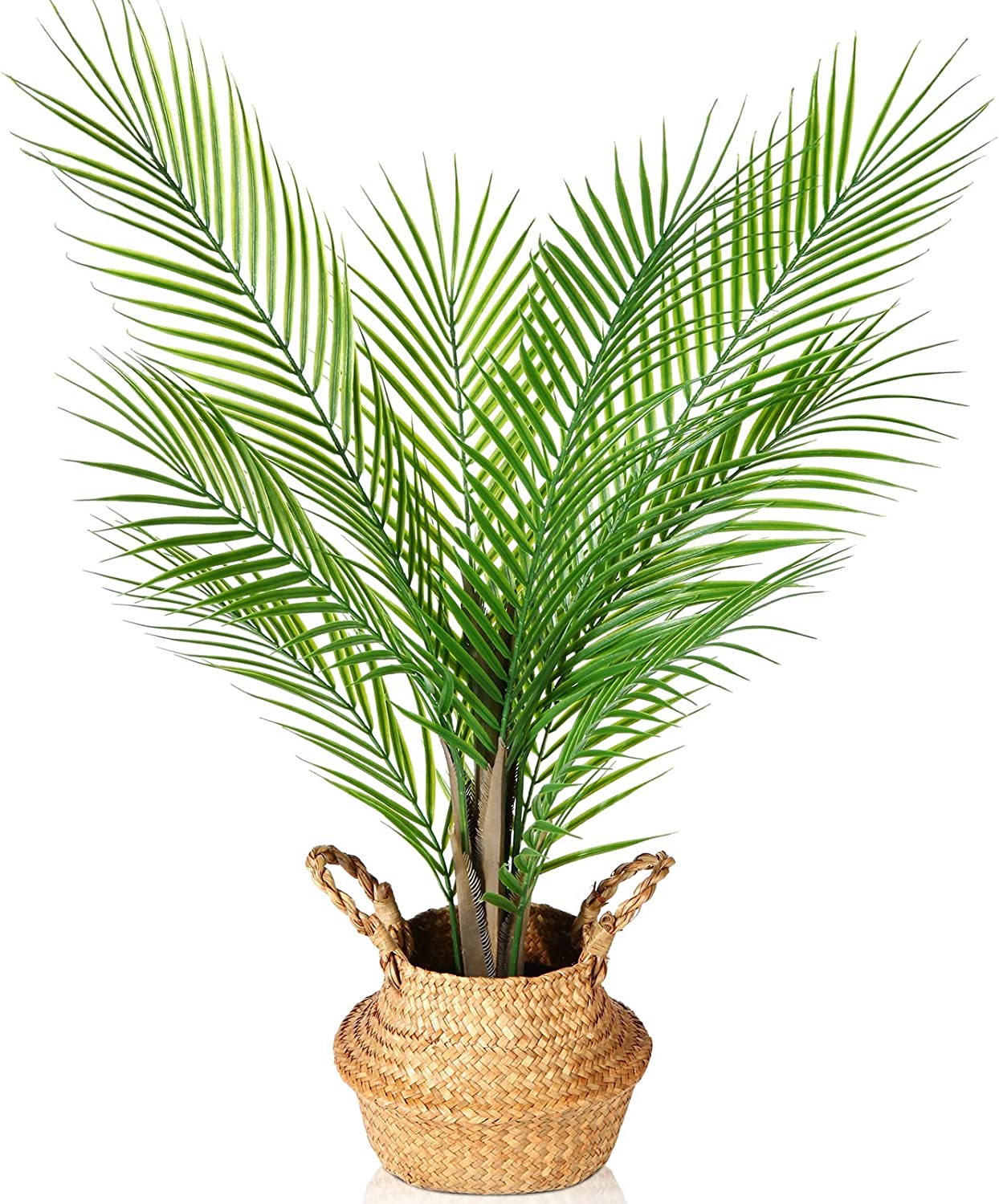 2 Pack Artificial Palm Tree, 30" Fake Potted Paradise Palm Plant with Handmade Seagrass Basket - Graceland Home and Living -  - #tag1#