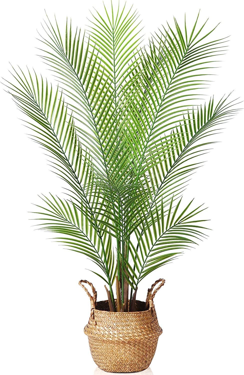 2 Pack Artificial Palm Tree, 30" Fake Potted Paradise Palm Plant with Handmade Seagrass Basket - Graceland Home and Living -  - #tag1#