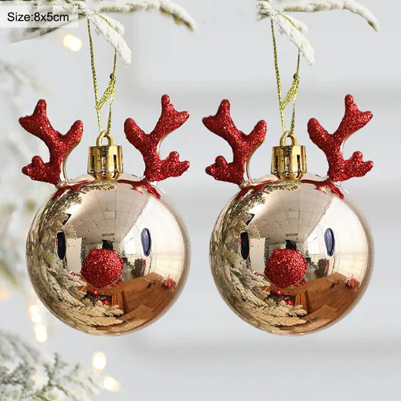 2pcs Elk Christmas Balls Ornaments Xmas - Graceland Home and Living -  - #tag1#