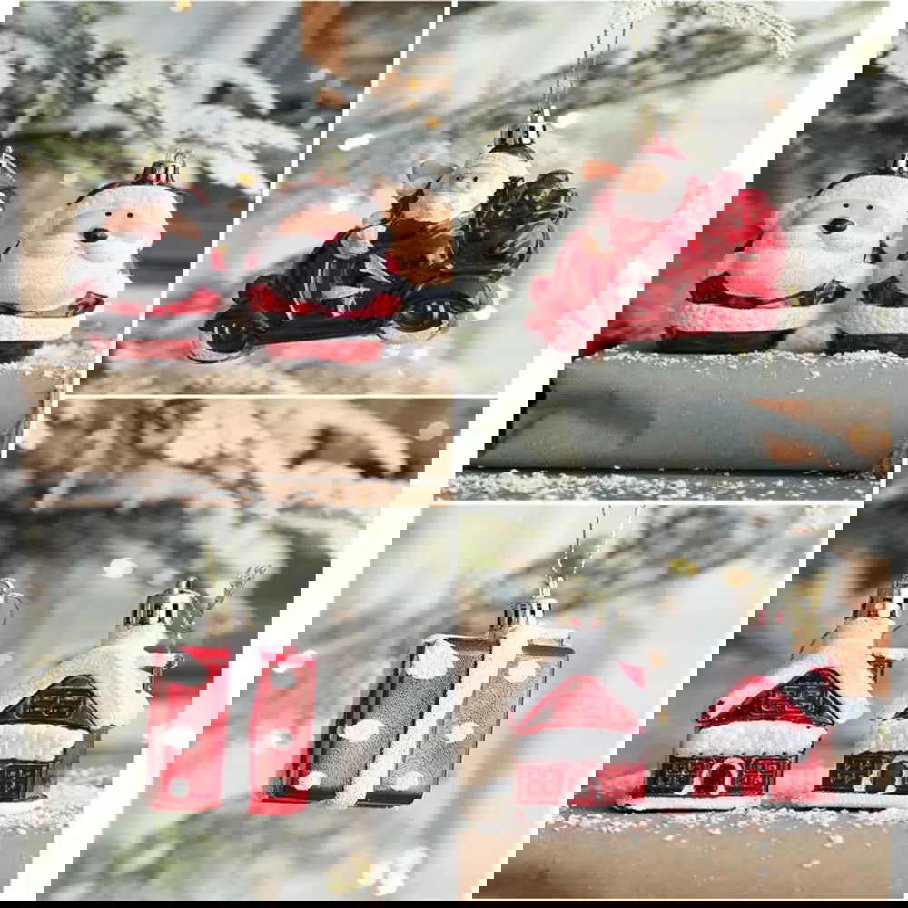 2pcs Snowman House Christmas Small Tree Pendant - Graceland Home and Living -  - #tag1#