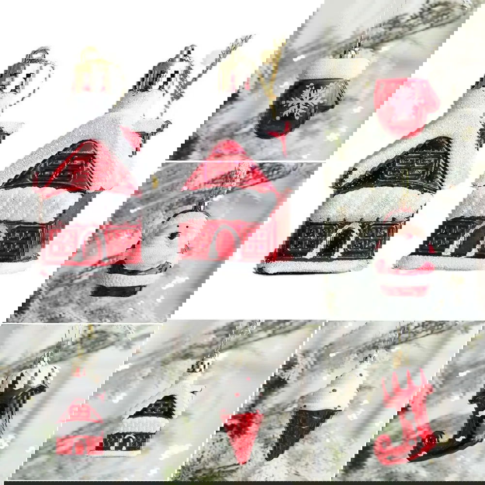 2pcs Snowman House Christmas Small Tree Pendant - Graceland Home and Living -  - #tag1#