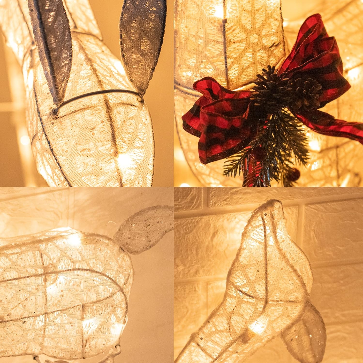 3-Piece Pre-Lit Christmas Reindeer Family Set, 3D Plug in 170 Count Warm White - Graceland Home and Living -  - #tag1#